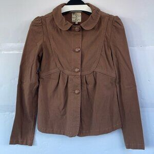 Tulle Brown Cotton Peasant Cottagecore Jacket XS